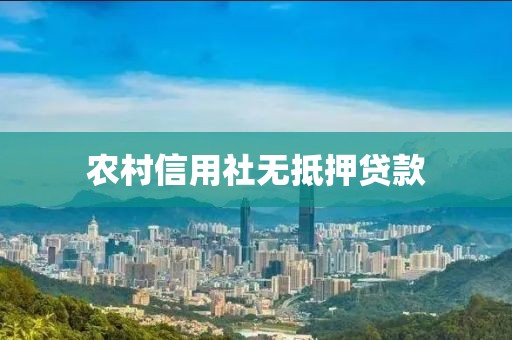 农村信用社无抵押贷款