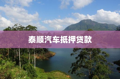 泰顺汽车抵押贷款