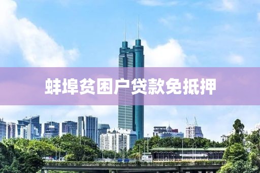 蚌埠贫困户贷款免抵押