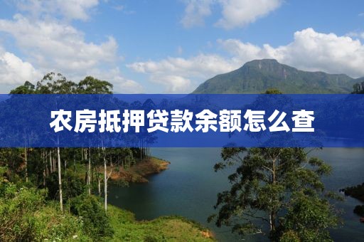 农房抵押贷款余额怎么查