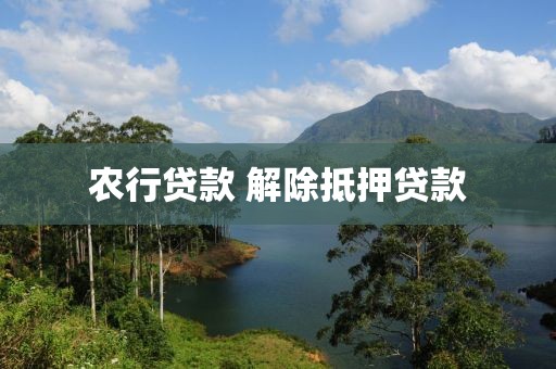 农行贷款 解除抵押贷款